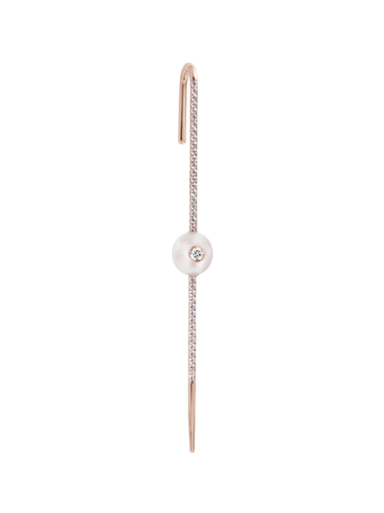 Floating pearl pavé ear pin